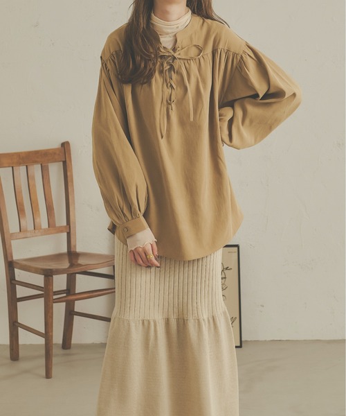 Ambre Neige(アンブルネージュ)の「レースアップボリュームシャツ/【WEB/EC限定商品】(シャツ/ブラウス・レディース・ベージュ/ダークブラウン/ライトブラウン・FREE)」の11枚目の写真