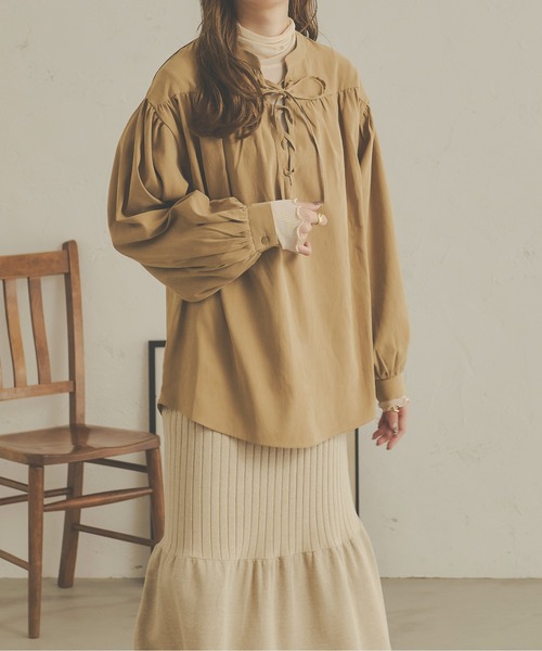 Ambre Neige(アンブルネージュ)の「レースアップボリュームシャツ/【WEB/EC限定商品】(シャツ/ブラウス・レディース・ベージュ/ダークブラウン/ライトブラウン・FREE)」の5枚目の写真