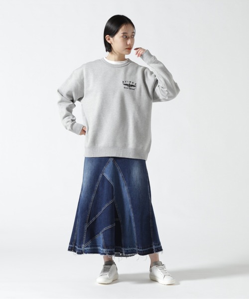 AVIREX（アヴィレックス）の「VARSITY LOGO CREW SWEAT/ バーシティーロゴクルースウェット（スウェット・レディース・ホワイト/ブラック/ライトブルーグレー・FREE）」の12枚目の写真