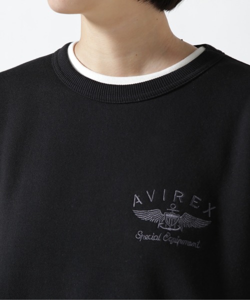 AVIREX（アヴィレックス）の「VARSITY LOGO CREW SWEAT/ バーシティーロゴクルースウェット（スウェット・レディース・ホワイト/ブラック/ライトブルーグレー・FREE）」の4枚目の写真