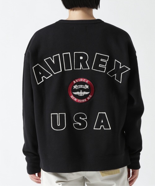 AVIREX（アヴィレックス）の「VARSITY LOGO CREW SWEAT/ バーシティーロゴクルースウェット（スウェット・レディース・ホワイト/ブラック/ライトブルーグレー・FREE）」の7枚目の写真