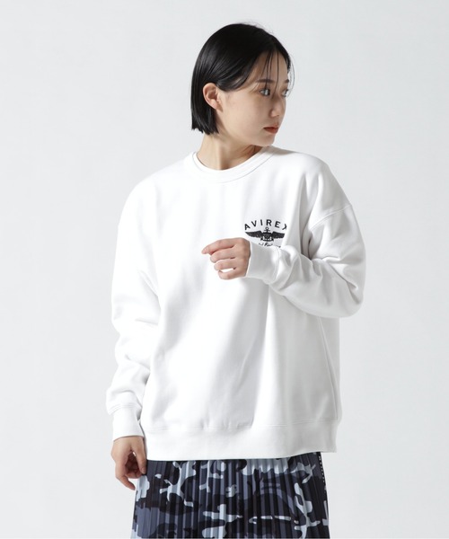 AVIREX（アヴィレックス）の「VARSITY LOGO CREW SWEAT/ バーシティーロゴクルースウェット（スウェット・レディース・ホワイト/ブラック/ライトブルーグレー・FREE）」の8枚目の写真