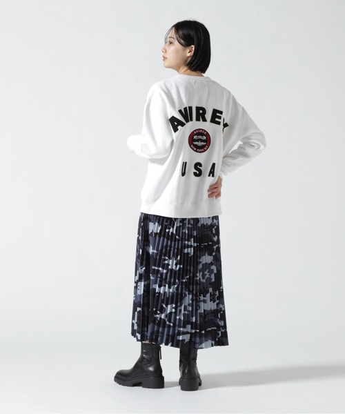 AVIREX（アヴィレックス）の「VARSITY LOGO CREW SWEAT/ バーシティーロゴクルースウェット（スウェット・レディース・ホワイト/ブラック/ライトブルーグレー・FREE）」の10枚目の写真