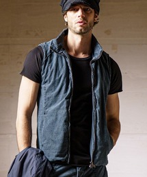 mcg3136- cut-off stand collar vest ベスト
