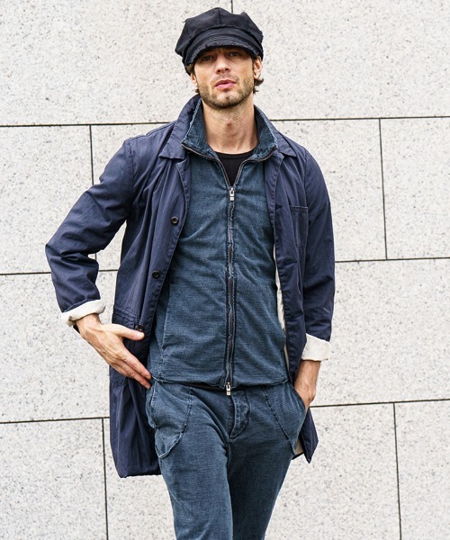 wjk(ダヴルジェイケイ)の「mcg3136- cut-off stand collar vest ベスト(ベスト・メンズ・ライトグレー/インディゴブルー/ブラック・S/M/L/XL)」の8枚目の写真