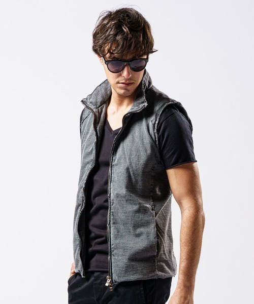 wjk（ダヴルジェイケイ）の「mcg3136- cut-off stand collar vest