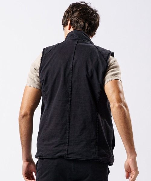 wjk(ダヴルジェイケイ)の「mcg3136- cut-off stand collar vest ベスト(ベスト・メンズ・ライトグレー/インディゴブルー/ブラック・S/M/L/XL)」の21枚目の写真