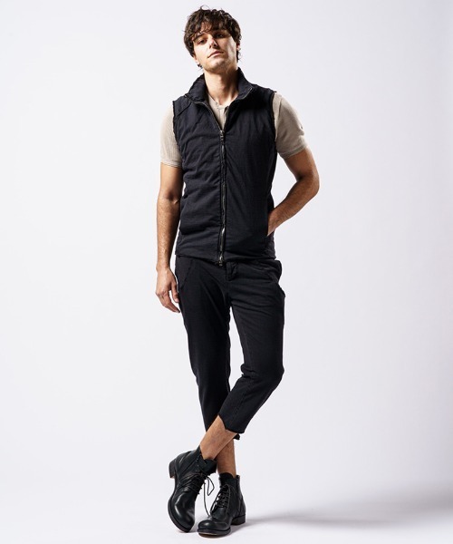 wjk(ダヴルジェイケイ)の「mcg3136- cut-off stand collar vest ベスト(ベスト・メンズ・ライトグレー/インディゴブルー/ブラック・S/M/L/XL)」の22枚目の写真
