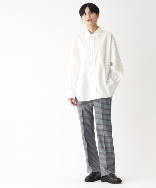 OPAQUE.CLIP（オペークドットクリップ）の「◆【C】チェックセミフレアパンツ（その他パンツ・レディース・ダークブラウン系1/グレー系1・34/36/40/38）」の5枚目の写真