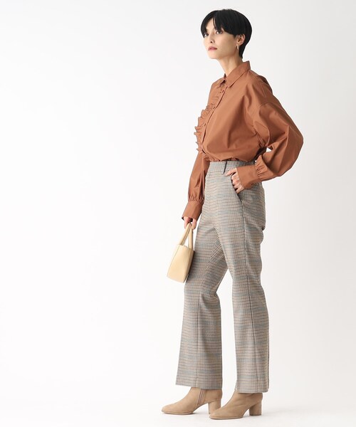 OPAQUE.CLIP（オペークドットクリップ）の「◆【C】チェックセミフレアパンツ（その他パンツ・レディース・ダークブラウン系1/グレー系1・34/36/40/38）」の12枚目の写真