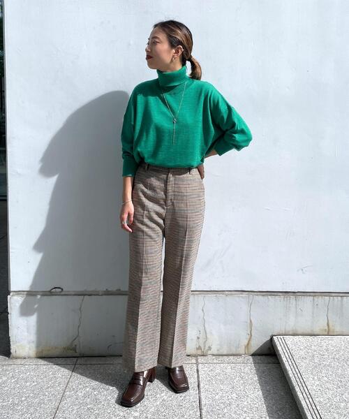 OPAQUE.CLIP（オペークドットクリップ）の「◆【C】チェックセミフレアパンツ（その他パンツ・レディース・ダークブラウン系1/グレー系1・34/36/40/38）」の13枚目の写真