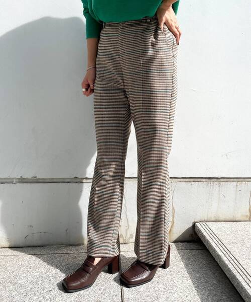 OPAQUE.CLIP（オペークドットクリップ）の「◆【C】チェックセミフレアパンツ（その他パンツ・レディース・ダークブラウン系1/グレー系1・34/36/40/38）」の15枚目の写真