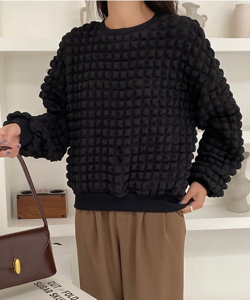 DIAVEL(ディアベル)の「凹凸素材トップス(Tシャツ/カットソー・レディース・ブラック/アイボリー/ブルー/ベージュ・M)」の12枚目の写真