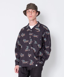 BEDWIN & THE HEARTBREAKERS(xhEB Ah U n[guCJ[Y)L/S OPEN COLLAR ALOHA SHIRT "ROGERS"(Vc/uEX)