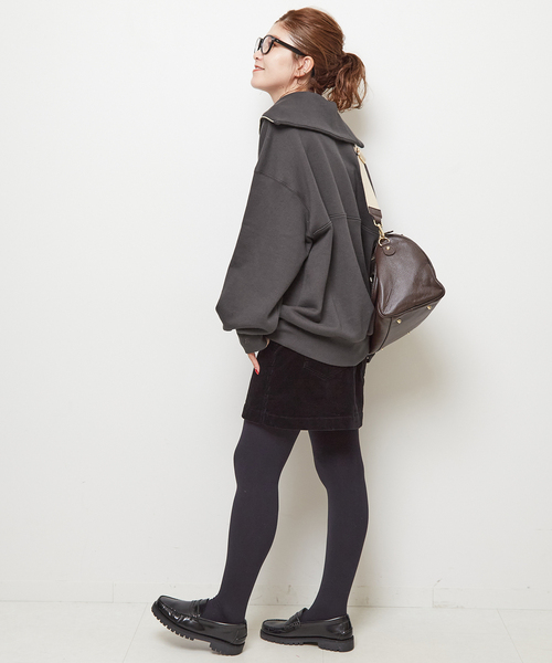 Spick & Span（スピックアンドスパン）の「裏毛ハーフジッププルオーバー（スウェット・レディース・チャコールグレー/ホワイト・FREE）」の20枚目の写真