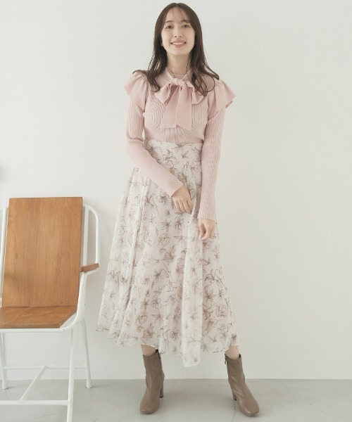WILLSELECTION - ウィルセレクション 深キョン 着用 肩フリル パール付き ニット ウィルセレクション 深キョン 着用 肩フリル パール付き ニット