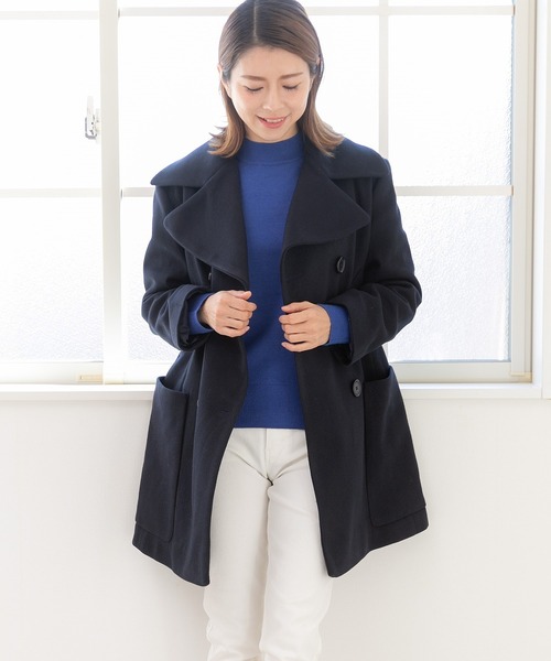 PREFERIR(プレフェリール)の「ミドル丈 ダブル ピーコート.(ピーコート・レディース・ブラック/ネイビー・MEDIUM/SMALL/LARGE)」の21枚目の写真