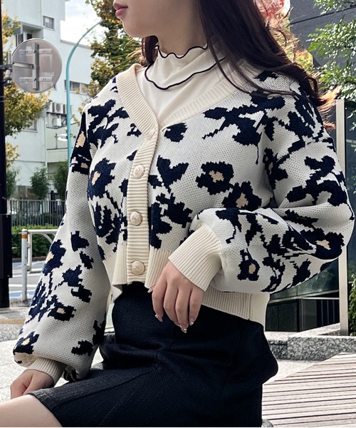NOMAE（ノーマエ）の「モール花柄ジャガードニットカーディガン