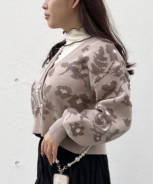 NOMAE（ノーマエ）の「モール花柄ジャガードニットカーディガン