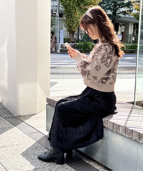 NOMAE（ノーマエ）の「モール花柄ジャガードニットカーディガン（カーディガン/ボレロ・レディース・ブラック/ピンク/ブルー/ダークブルー・FREE）」の20枚目の写真