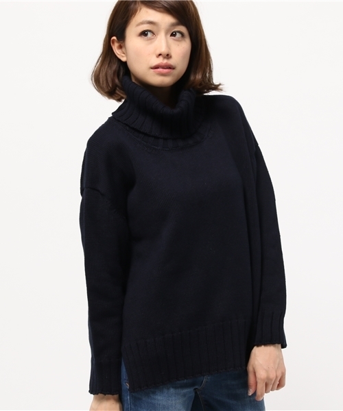 OUTLET（アウトレット）の「【Chez toi】ハイネックチュニックプルオーバー（ニット/セーター・レディース・ベビーピンク/ライトグリーン/ネイビー・FREE）」の3枚目の写真