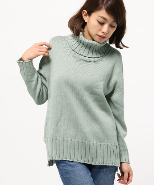 OUTLET（アウトレット）の「【Chez toi】ハイネックチュニックプルオーバー（ニット/セーター・レディース・ベビーピンク/ライトグリーン/ネイビー・FREE）」の2枚目の写真