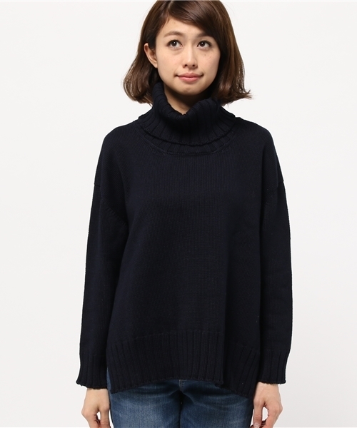 OUTLET（アウトレット）の「【Chez toi】ハイネックチュニックプルオーバー（ニット/セーター・レディース・ベビーピンク/ライトグリーン/ネイビー・FREE）」の4枚目の写真