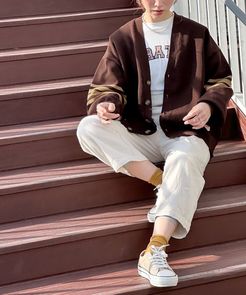 Java（ジャバ）の「《JaVaジャバ コラボ》大人クラシック。超軽量 袖ラインVネックカーデガン（カーディガン/ボレロ・メンズ・オレンジ/グリーン/ブラウン/ブラック・LARGE/MEDIUM/SMALL/X-LARGE）」の12枚目の写真