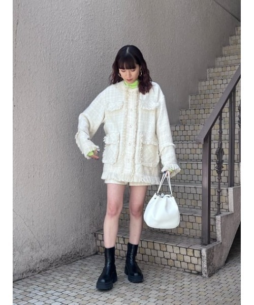 セール】SPRING TWEED FRINGE JK クラッシュ ツイード