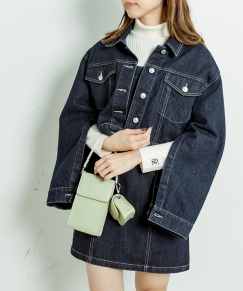 OLIVE des OLIVE（オリーブデオリーブ）の「袖スリットGジャン（デニムジャケット・レディース・ブルー/ネイビー・FREE）」の3枚目の写真