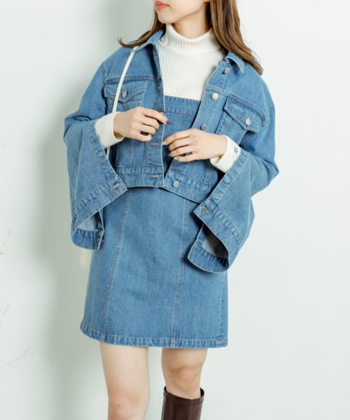 OLIVE des OLIVE（オリーブデオリーブ）の「袖スリットGジャン（デニムジャケット・レディース・ブルー/ネイビー・FREE）」の19枚目の写真