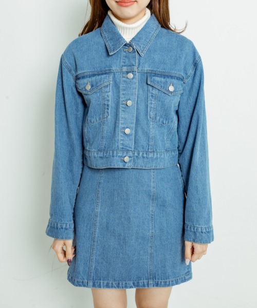 OLIVE des OLIVE（オリーブデオリーブ）の「袖スリットGジャン（デニムジャケット・レディース・ブルー/ネイビー・FREE）」の7枚目の写真