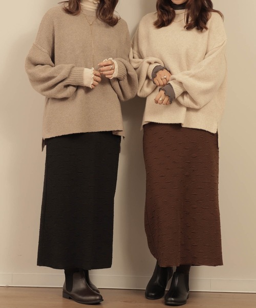 mil(ミル)の「もちもちスリットヘムニット(ニット/セーター・レディース・モカ/アイボリー・XS/S)」の17枚目の写真