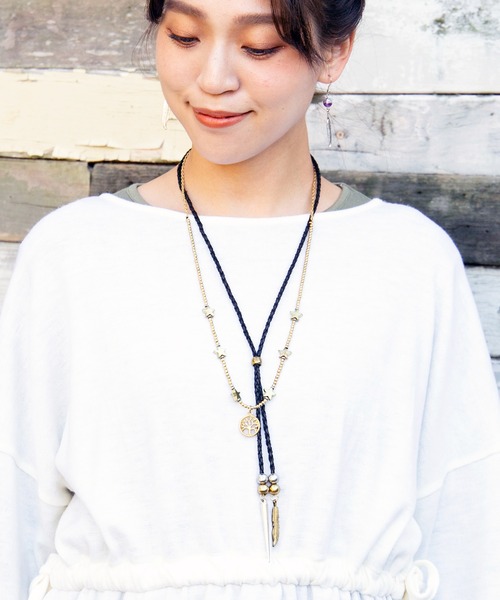 チャイハネ(チャイハネ)の「【チャイハネ】スタッシュアネックレス(ネックレス・レディース・ブルーグリーン/ブラック・FREE)」の1枚目の写真