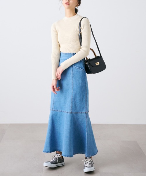 FREE'S MART（フリーズマート）の「◆【3サイズ展開XS-M】パネル切替マーメイドデニムスカート【低身長サイズ有】（スカート・レディース・ホワイト系その他/ライトインディゴブルー/ネイビー・X-SMALL/SMALL/MEDIUM）」の9枚目の写真