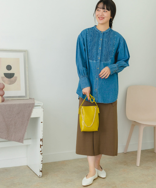 RODE SKO（ロデスコ）の「チェーン付型押しショルダーバッグ（ショルダーバッグ・レディース・カーキ/マスタード/アイボリー・ONE）」の6枚目の写真