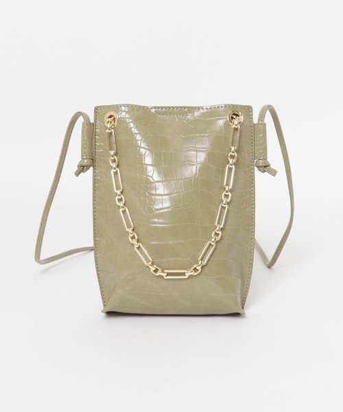 RODE SKO（ロデスコ）の「チェーン付型押しショルダーバッグ（ショルダーバッグ・レディース・カーキ/マスタード/アイボリー・ONE）」の8枚目の写真