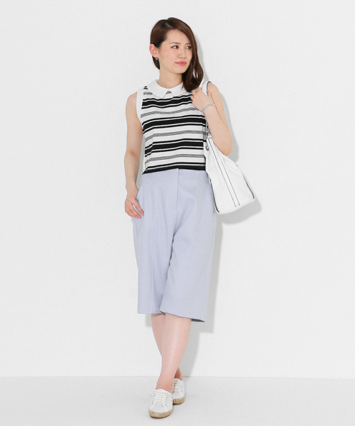 SENSE OF PLACE by URBAN RESEARCH（センスオブプレイスバイアーバンリサーチ）の「ポコボンディングハーフパンツ（その他パンツ・レディース・ホワイト/ブルー系その他/ライトブルー・38/36）」の15枚目の写真