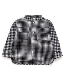 裾ラウンドスタンドカラーシャツ