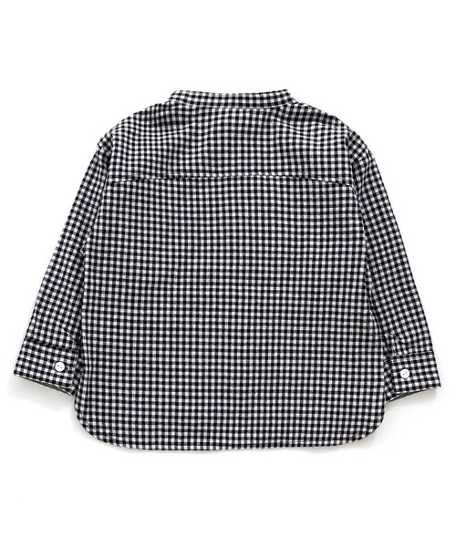 apres les cours（アプレレクール）の「裾ラウンドスタンドカラーシャツ（シャツ/ブラウス・キッズ・チェック/インディゴブルー・100/120/90/130/110/80）」の3枚目の写真