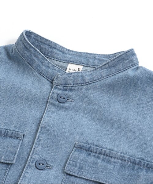 apres les cours（アプレレクール）の「裾ラウンドスタンドカラーシャツ（シャツ/ブラウス・キッズ・チェック/インディゴブルー・100/120/90/130/110/80）」の7枚目の写真