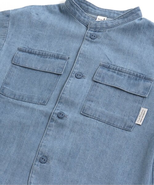 apres les cours（アプレレクール）の「裾ラウンドスタンドカラーシャツ（シャツ/ブラウス・キッズ・チェック/インディゴブルー・100/120/90/130/110/80）」の8枚目の写真