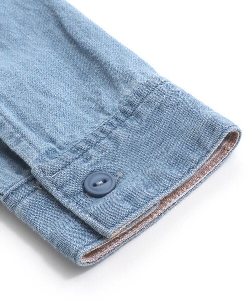 apres les cours（アプレレクール）の「裾ラウンドスタンドカラーシャツ（シャツ/ブラウス・キッズ・チェック/インディゴブルー・100/120/90/130/110/80）」の12枚目の写真