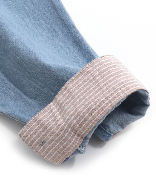 apres les cours（アプレレクール）の「裾ラウンドスタンドカラーシャツ（シャツ/ブラウス・キッズ・チェック/インディゴブルー・100/120/90/130/110/80）」の13枚目の写真