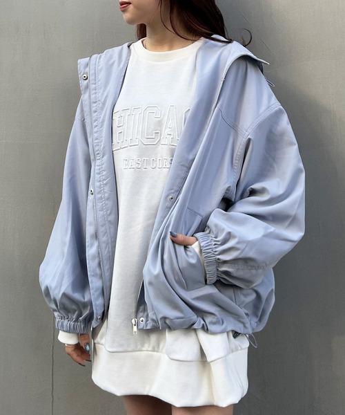 INGNI（イング）の「ミディ丈BIGマウンテンパーカー（マウンテンパーカー・レディース・アイボリー/ブラック/サックスブルー・M）」の3枚目の写真