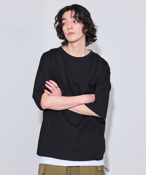 iisy(イージー)の「ルーズシルエットレイヤードTシャツ(Tシャツ/カットソー・メンズ・ブラック/ブルー系その他4/ライトグレー/グリーン・S/M/L)」の2枚目の写真