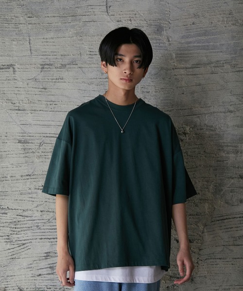 iisy(イージー)の「ルーズシルエットレイヤードTシャツ(Tシャツ/カットソー・メンズ・ブラック/ブルー系その他4/ライトグレー/グリーン・S/M/L)」の10枚目の写真