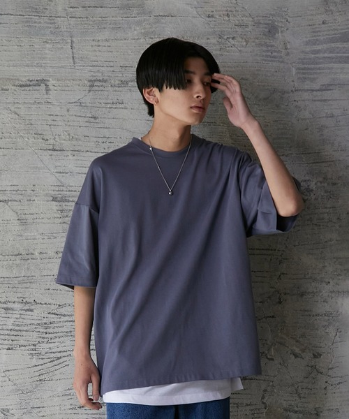 iisy(イージー)の「ルーズシルエットレイヤードTシャツ(Tシャツ/カットソー・メンズ・ブラック/ブルー系その他4/ライトグレー/グリーン・S/M/L)」の13枚目の写真