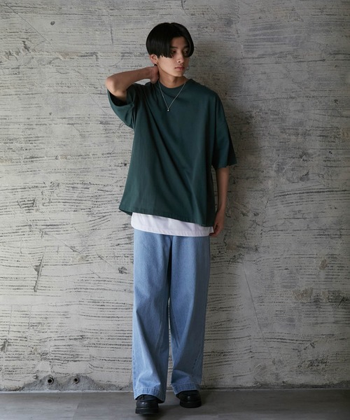 iisy(イージー)の「ルーズシルエットレイヤードTシャツ(Tシャツ/カットソー・メンズ・ブラック/ブルー系その他4/ライトグレー/グリーン・S/M/L)」の19枚目の写真