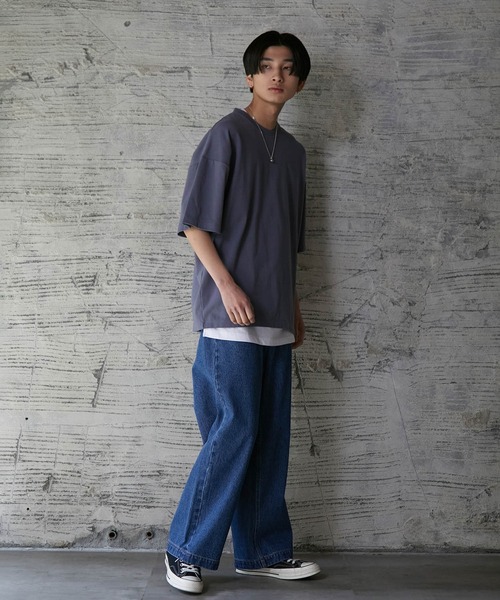 iisy(イージー)の「ルーズシルエットレイヤードTシャツ(Tシャツ/カットソー・メンズ・ブラック/ブルー系その他4/ライトグレー/グリーン・S/M/L)」の21枚目の写真